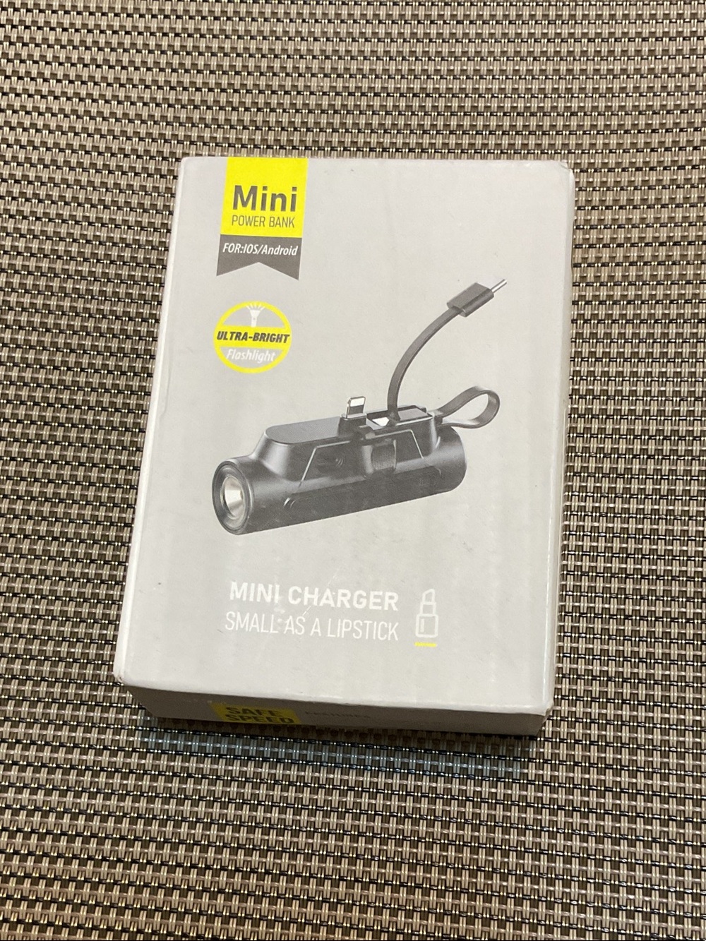 Mini Power Bank Portable Charger with Flashlight - Black